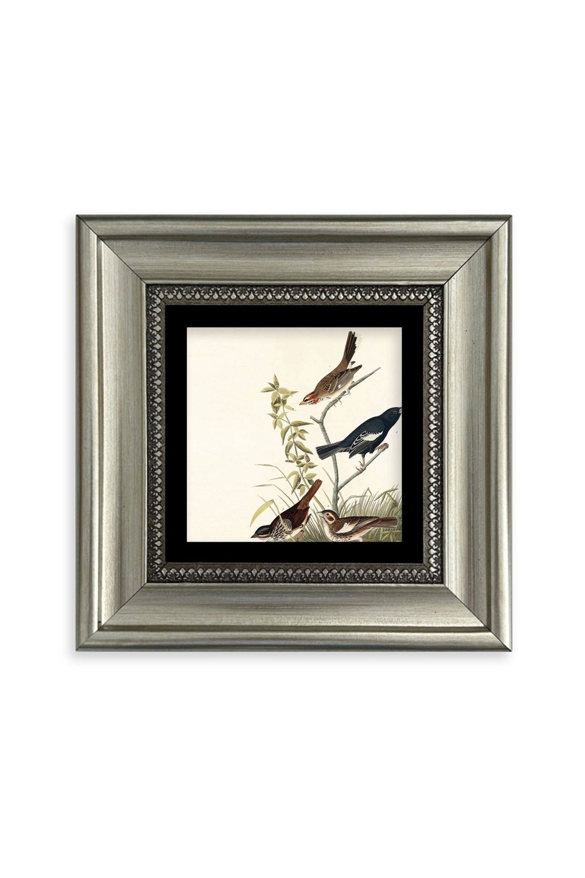 Daldaki Kuşlar Çerçeveli Taş Tablo 20 cm