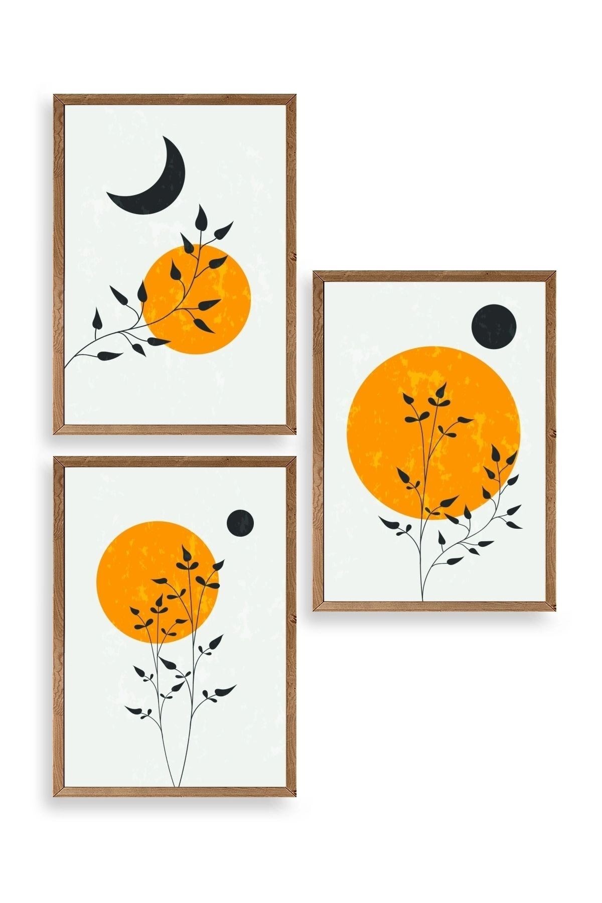 Manzara Üçlü Ahşap Çerçeveli Tablo 23 x 30