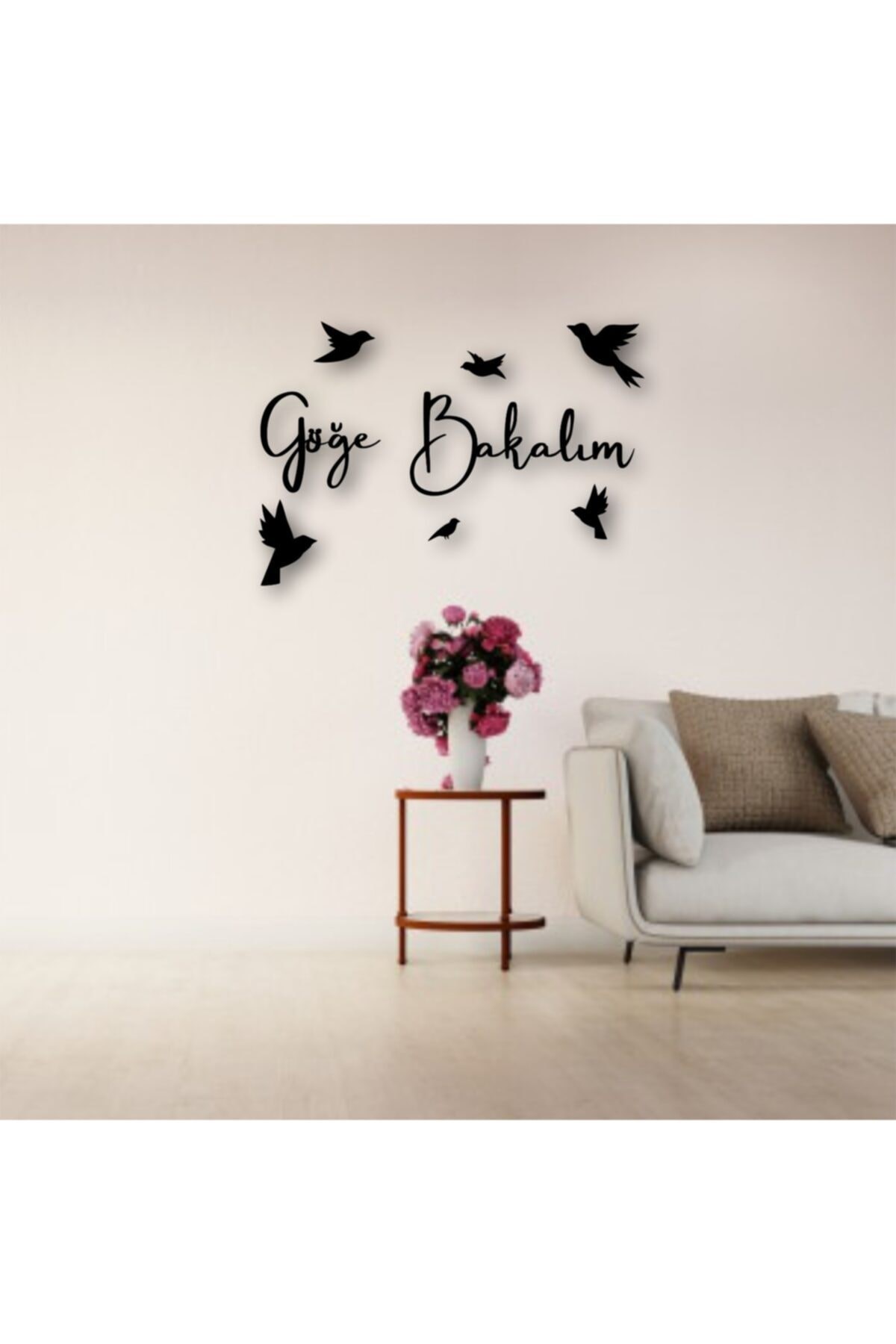 Göğe Bakalım Yazlı Ahşap Duvar Tablo