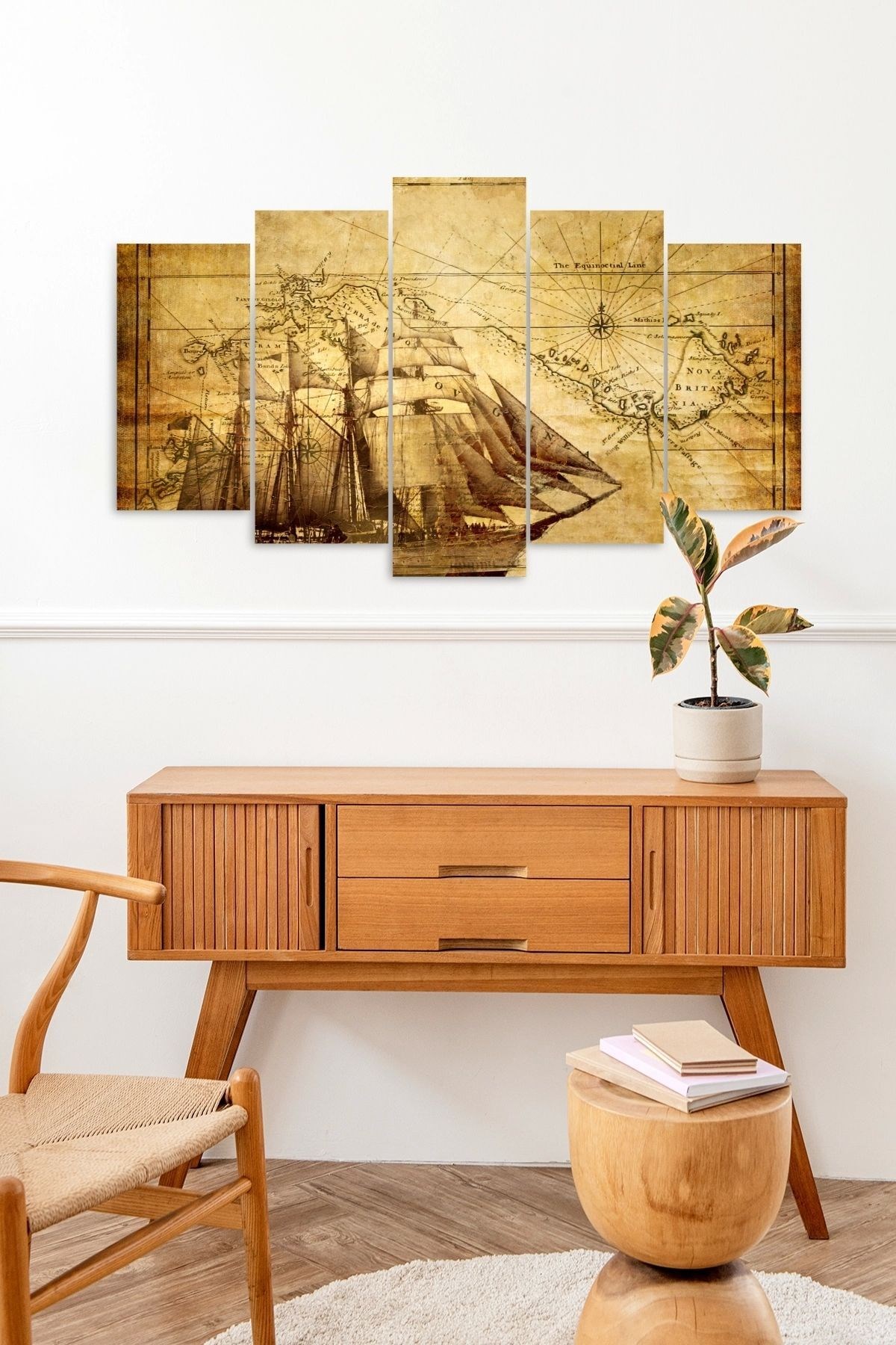 Deniz Manzarası 5 Parçalı Mdf Tablo 60 x 100