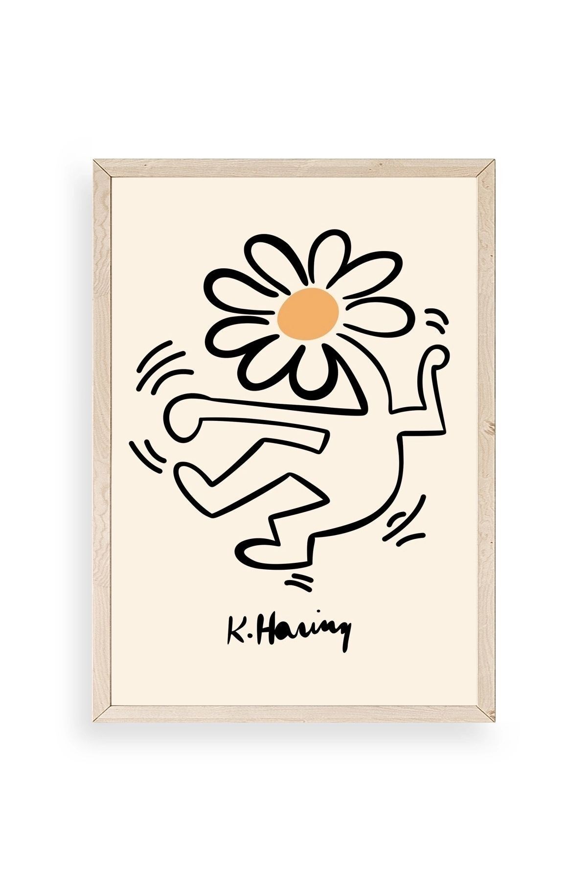 Keith Haring Ahşap Çerçeveli Tablo 17 x 23