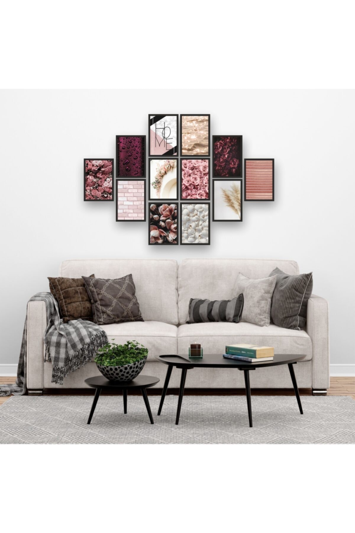 12 Parça Çerçeve Görünümlü Mdf Tablo Seti