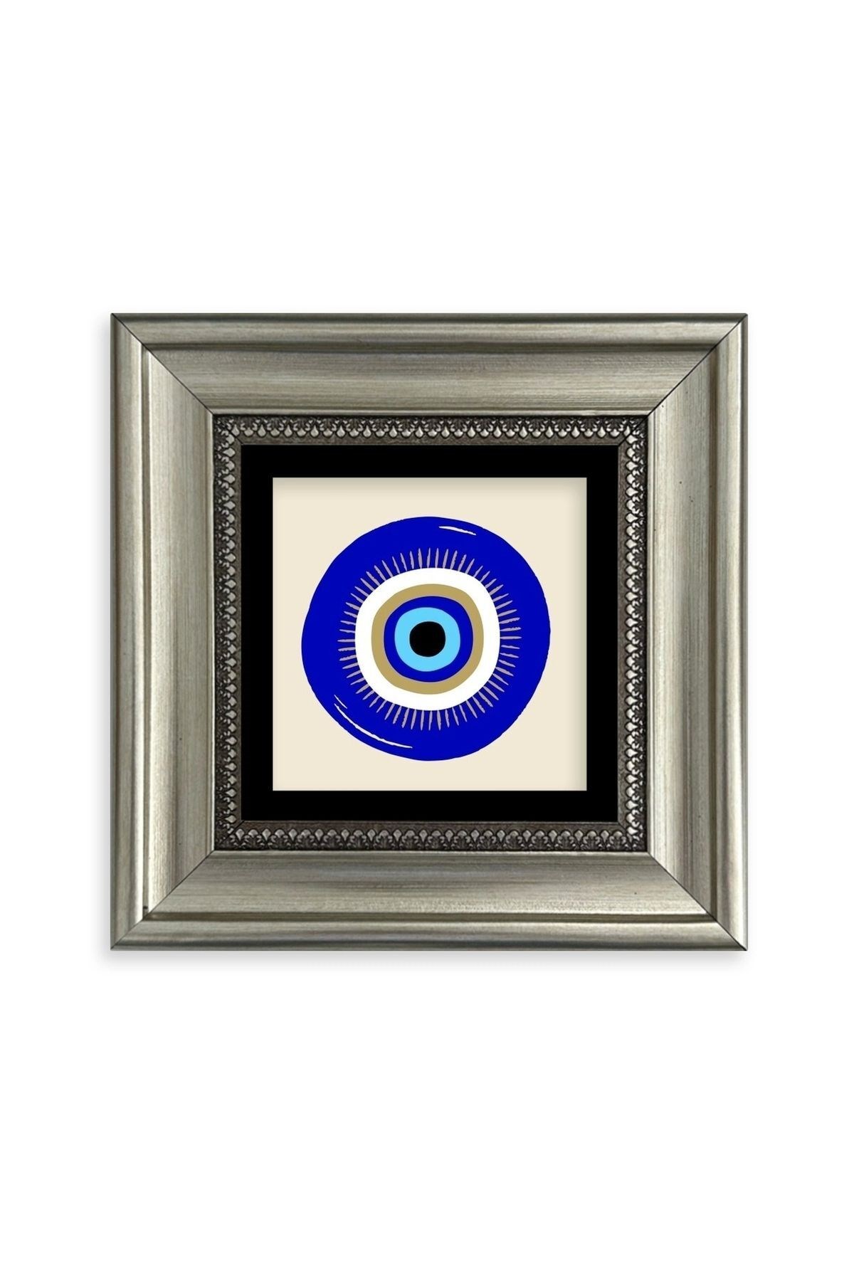 Nazar Boncuğu Çerçeveli Taş Tablo 20 cm