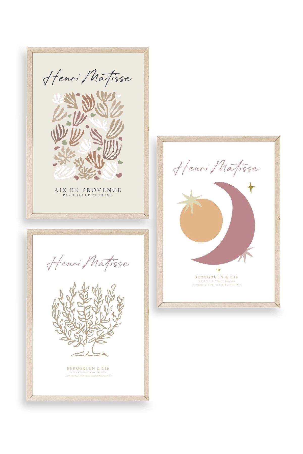 Matisse Üçlü Ahşap Çerçeveli Tablo 50 x 70