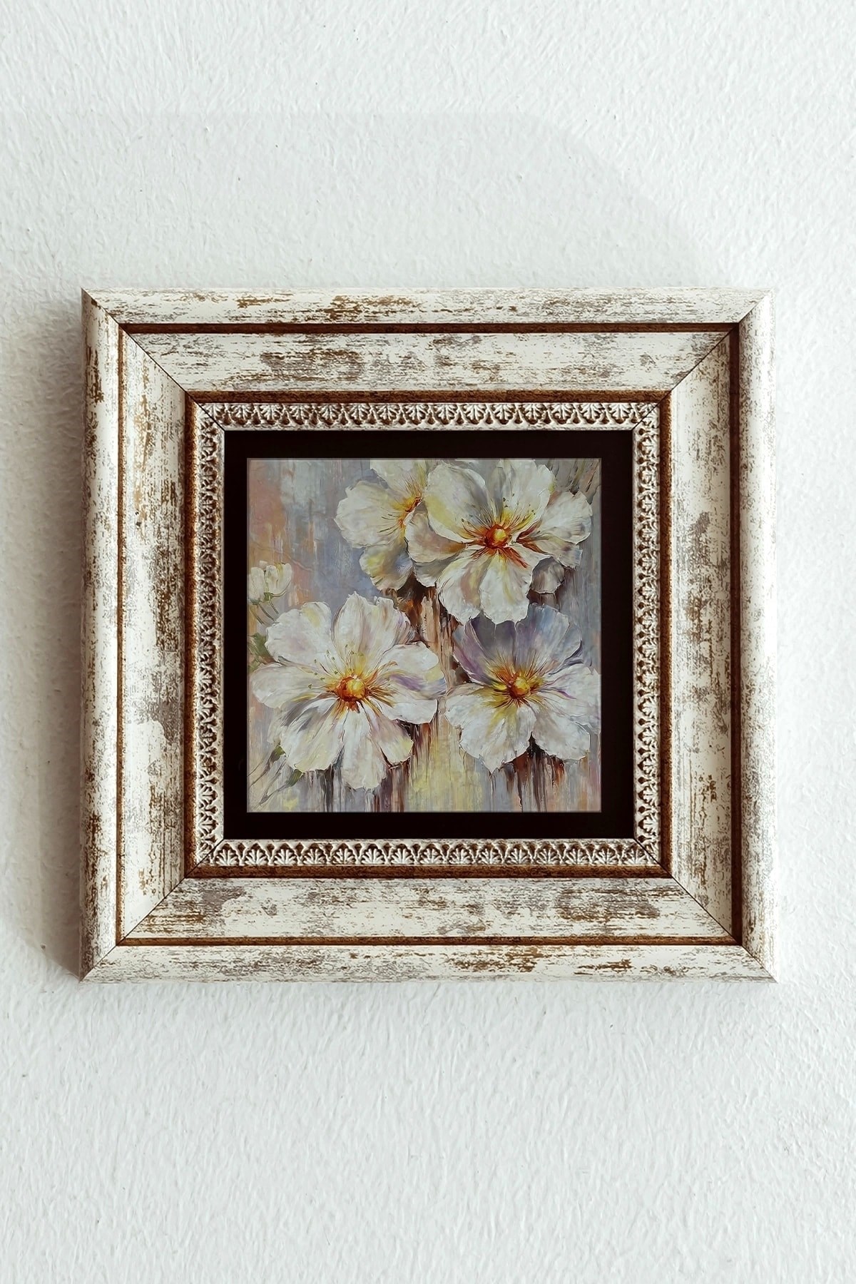 Çiçek Çerçeveli Taş Tablo , Çerçeveli Taş Duvar Dekoru-enkcrcvtbl-00204 20 cm