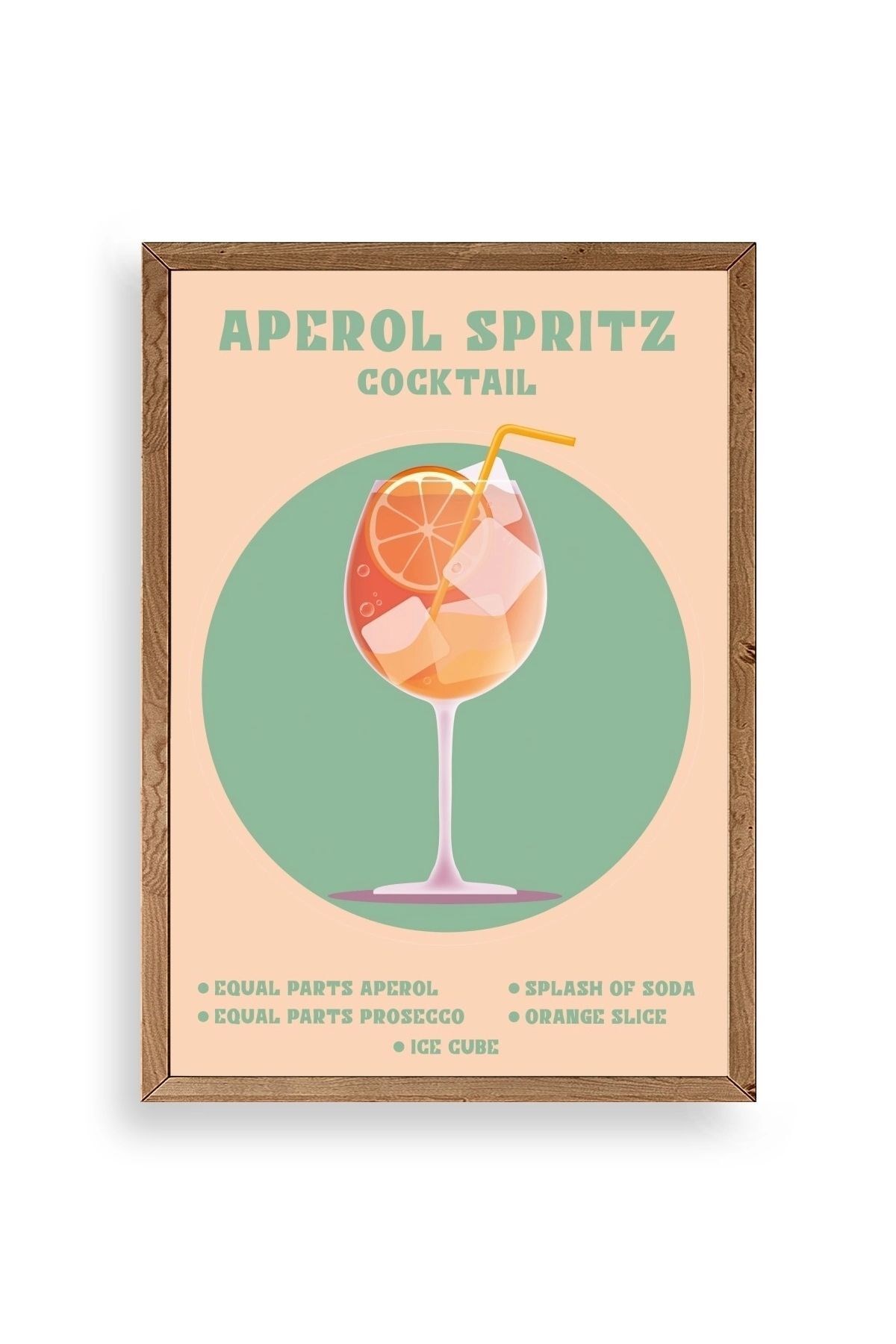 Aperol Spritz Ahşap Çerçeveli Tablo 30 x 42