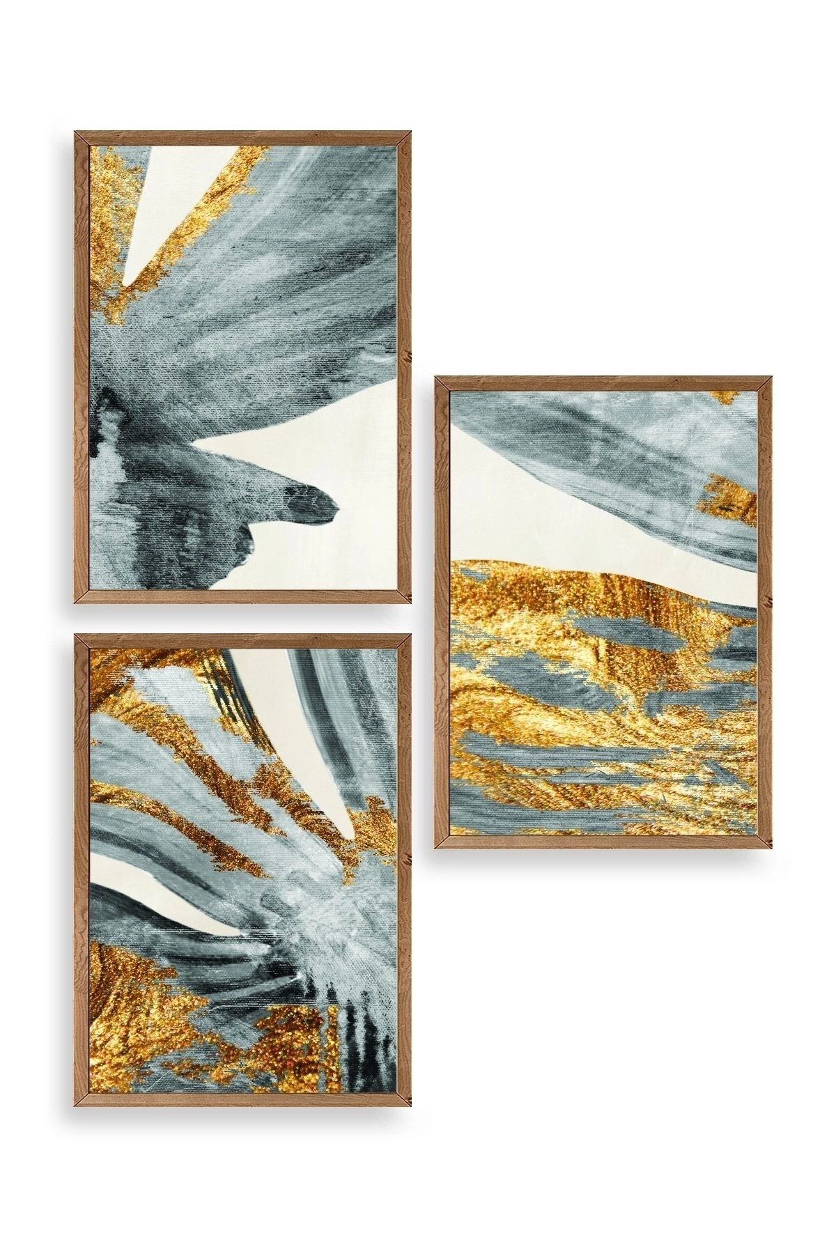 Manzara Üçlü Ahşap Çerçeveli Tablo 17 x 23