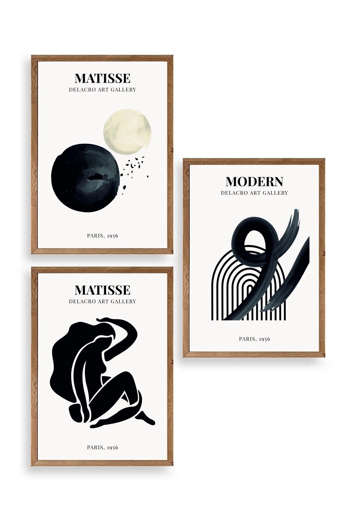 Matisse Üçlü Ahşap Çerçeveli Tablo 23 x 30