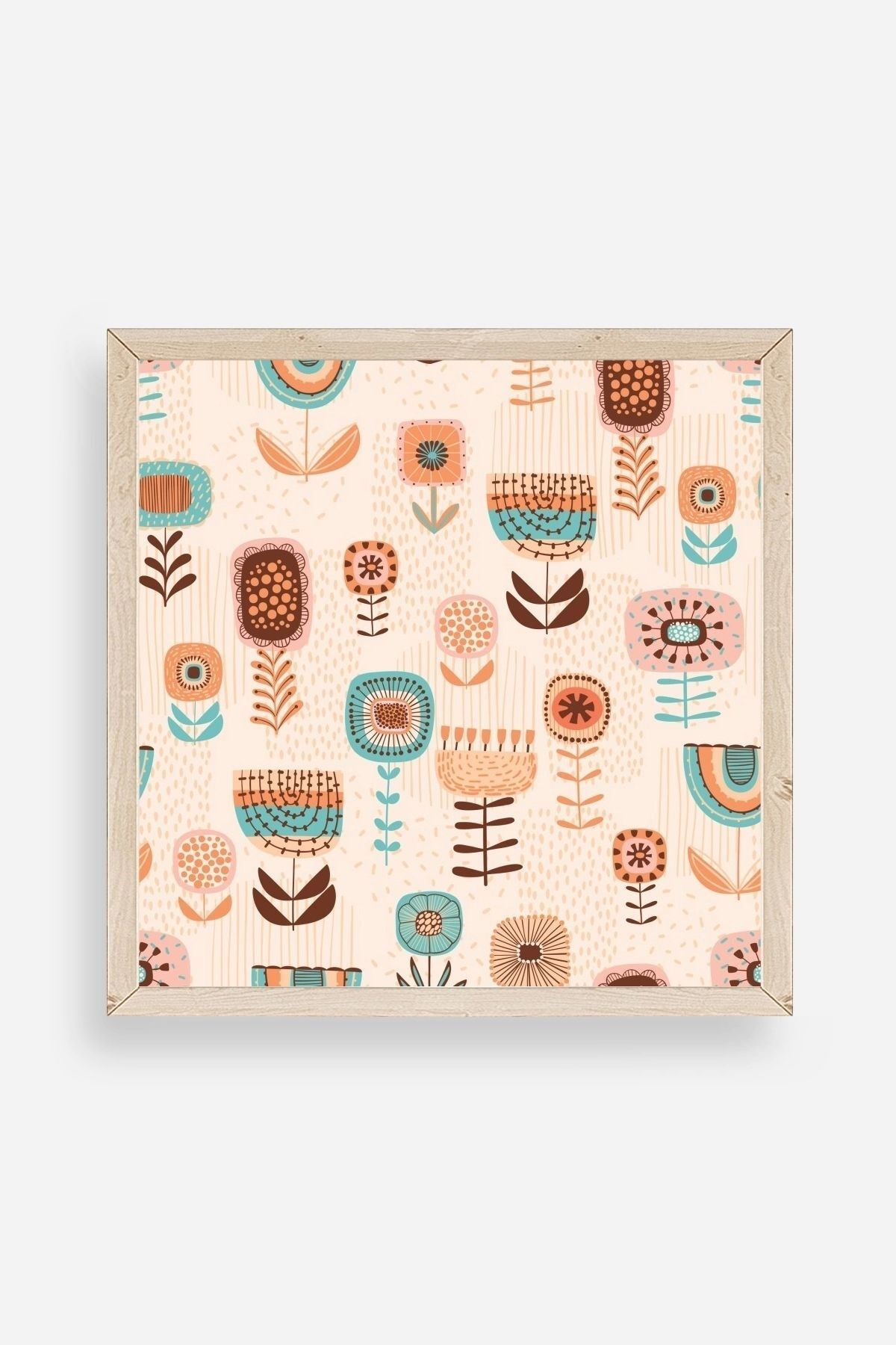 Çiçekler Ahşap Çerçeveli Tablo 50 x 50