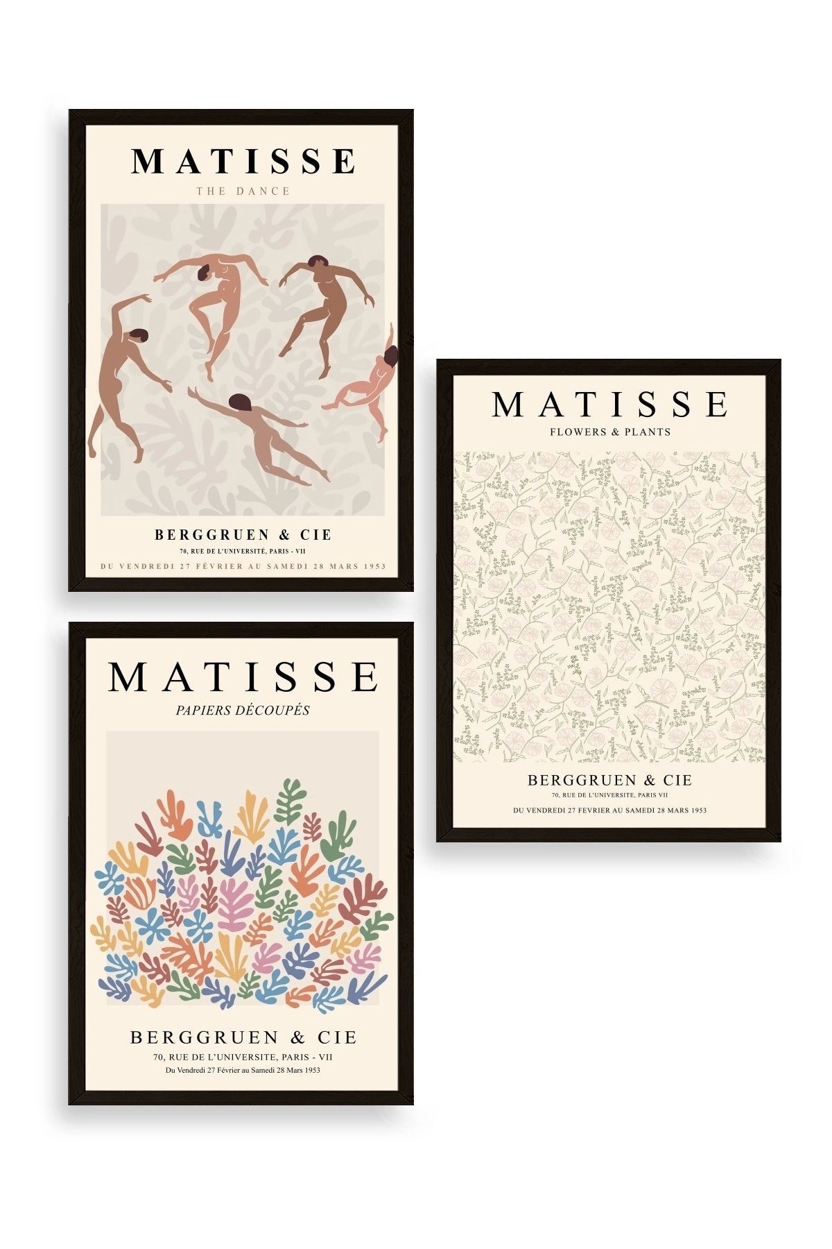 Matisse Üçlü Ahşap Çerçeveli Tablo 50 x 70