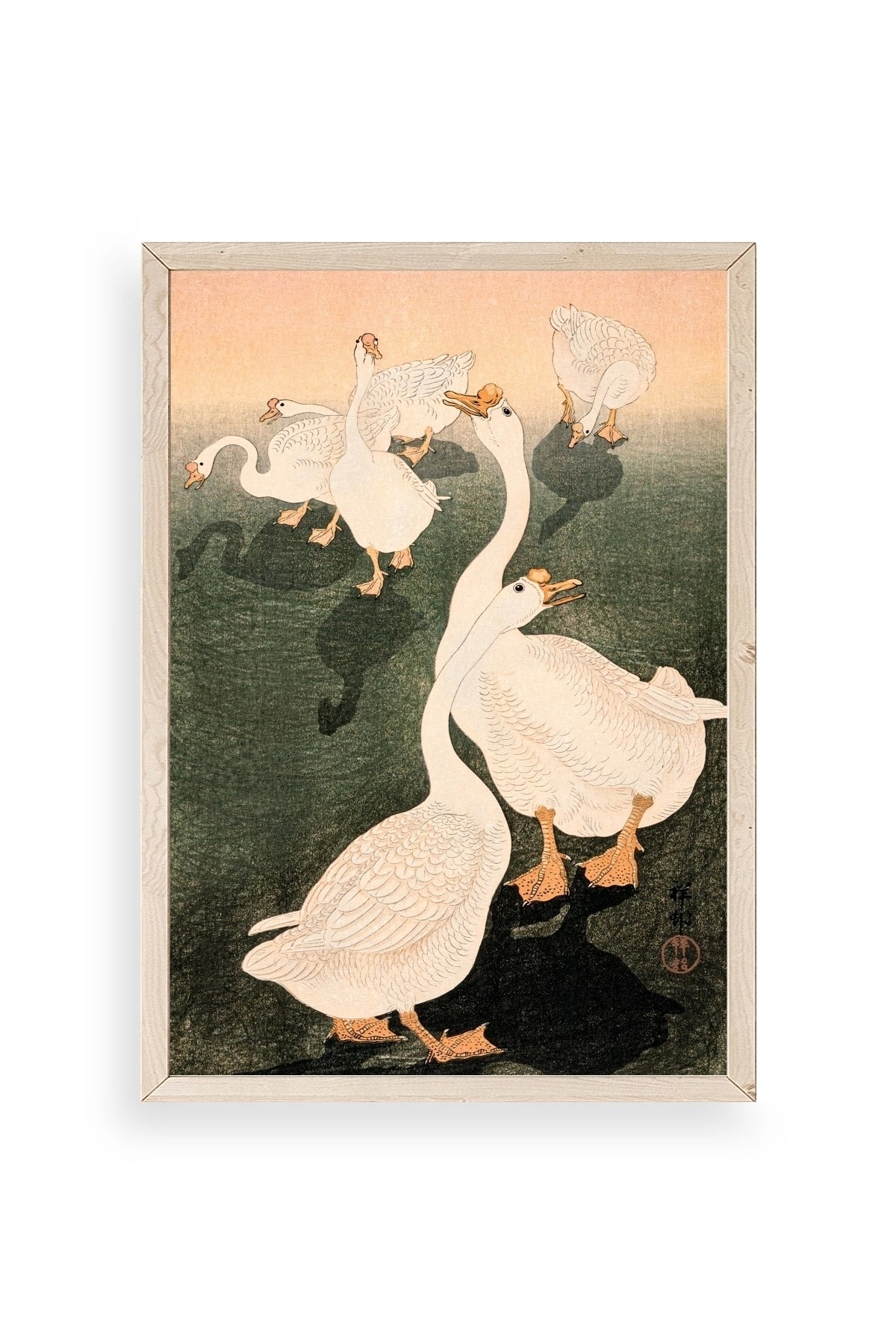 Kuğular Ahşap Çerçeveli Tablo 17 x 23