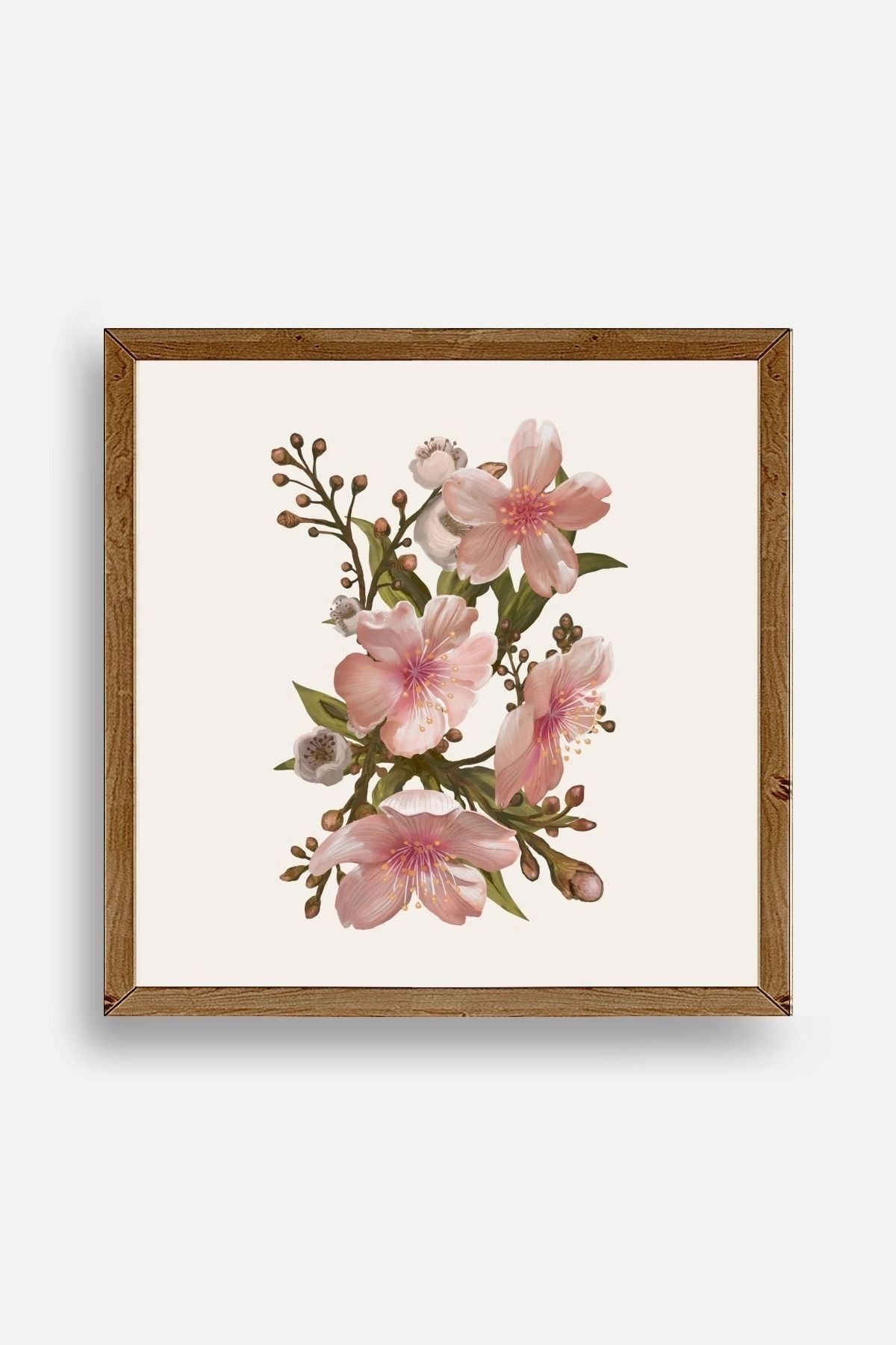 Çiçek Ahşap Çerçeveli Tablo 50 x 50