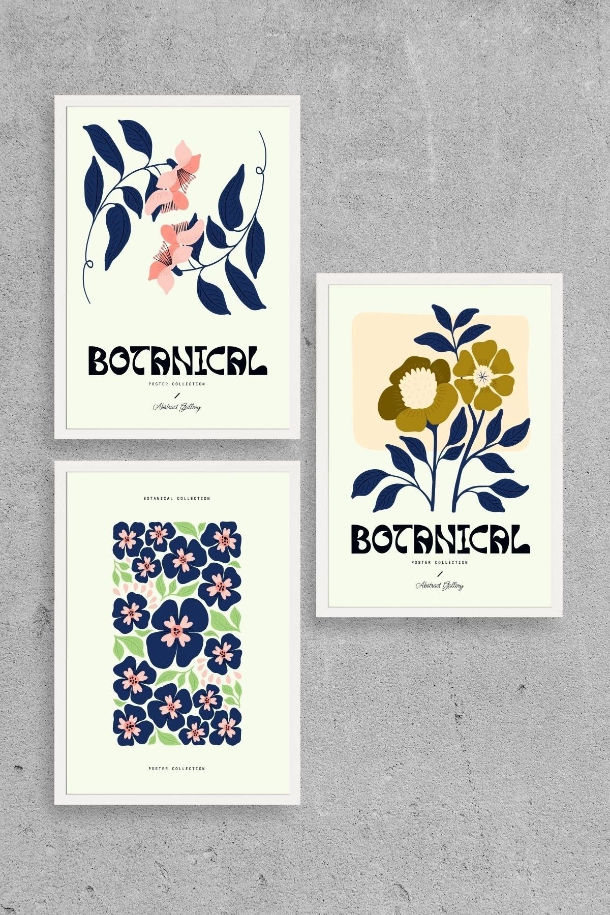 Botanik Üçlü Ahşap Çerçeveli Tablo 50 x 70