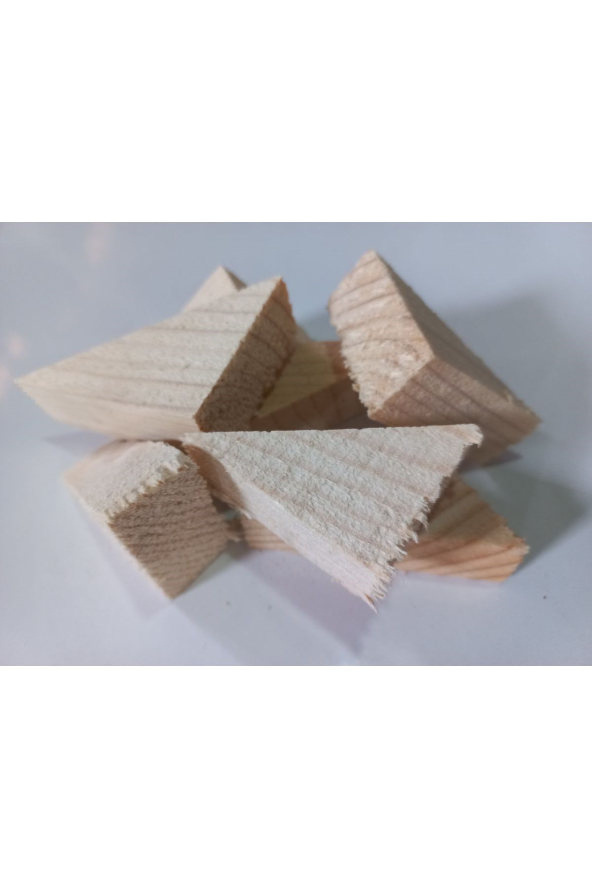 20 Adet Ahşap Çam Üçgen Karışık Ölçülerde Ham Bloklar Oyuncak