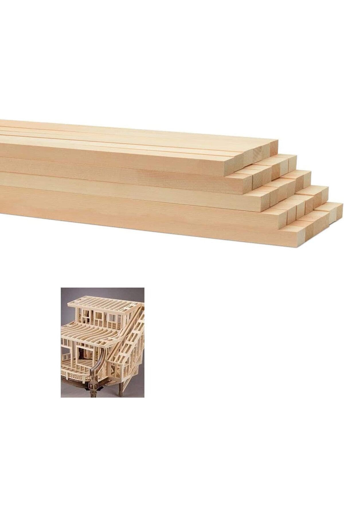 60 Adet Ahşap Kare Dübel Çubukları, Ahşap İşlenmemiş Model Ahşap Çubuklar Kare 30*1*1