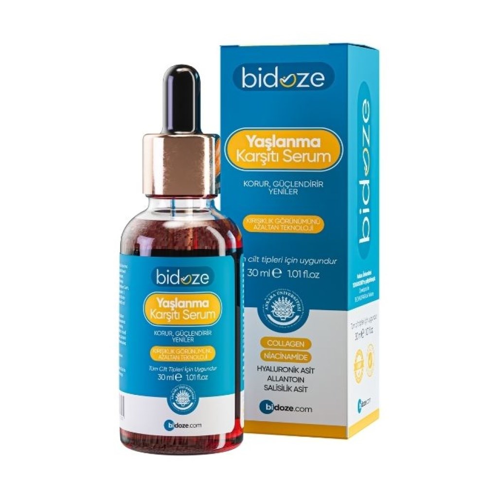 Bidoze Yaşlanma Karşıtı Serum 30 Ml | Peptit Kompleksi Ginseng ve Kolajenli Kırışıklık Karşıtı