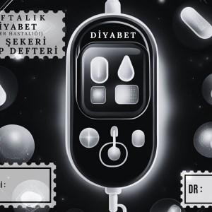 Diyabet Ölçüm Takip Çizelgesi Defteri A Kalite Özel Tasarım 3 Aylık A5 Siyah-beyaz