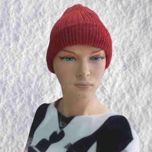 El Örgüsü Doğal Yün ve Akrilik Karışımlı Sıcacık Kış Beresi Kırmızı Renk