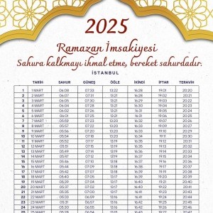 Ramazan İmsakiyesi Modern Kişiye Özel Tasarımlı Dijital Baskı 500 Adet A4 300 gr Model 39