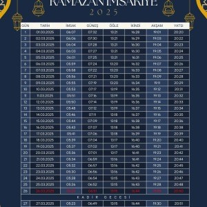 Ramazan İmsakiyesi Modern Kişiye Özel Tasarımlı Dijital Baskı 2 Adet A4 300 gr Model 26