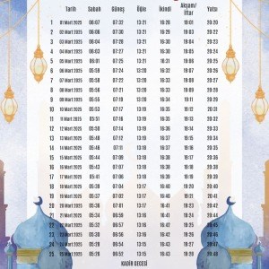 Ramazan İmsakiyesi Modern Kişiye Özel Tasarımlı Dijital Baskı 2 Adet A4 300 gr Model 38