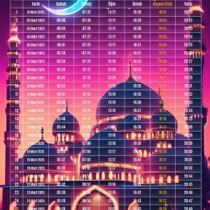 Ramazan İmsakiyesi Modern Kişiye Özel Tasarımlı Dijital Baskı 50 Adet A4 300 gr Model 6