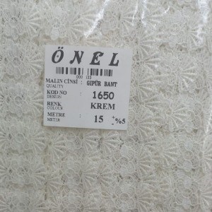 Dantel Polyester Güpür Bant Krem 15 Metre En 6 cm ON-1650-KR