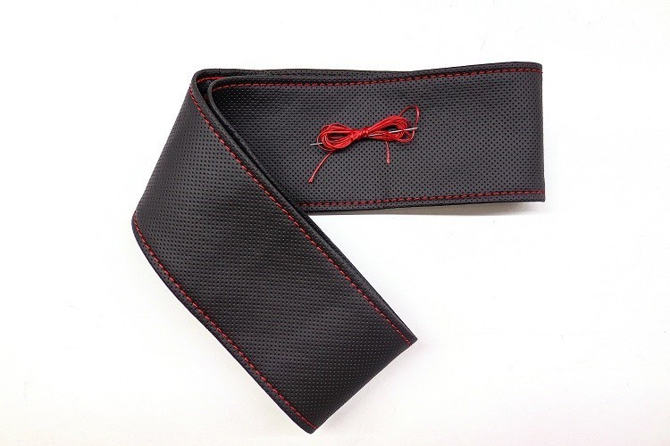 Tüm Araçlara Uyumlu Vinil Direksiyon Kılıfı, Dikmeli Kırmızı Dikişli