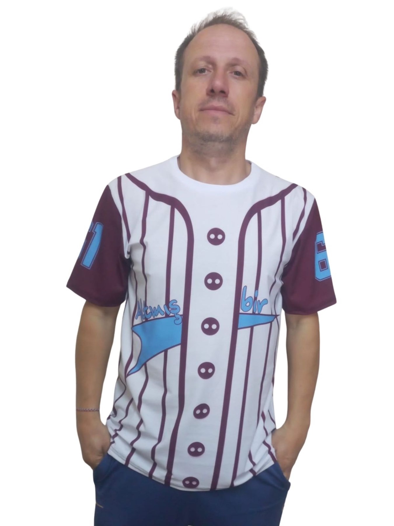 Erkek T-Shirt 61 Numara Baskılı Siyah (Kesik Elyaf Kumaş)