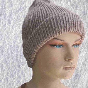 El Örgüsü Doğal Yün ve Akrilik Karışımlı Sıcacık Kış Beresi Vizon Renk