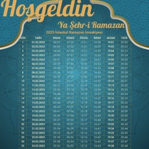 Ramazan İmsakiyesi Modern Kişiye Özel Tasarımlı Dijital Baskı 2 Adet A4 300 gr Model 25