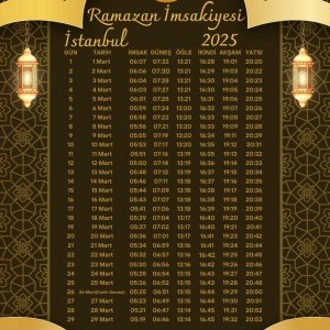 Ramazan İmsakiyesi Modern Kişiye Özel Tasarımlı Dijital Baskı 1 Adet A4 300 gr Model 47