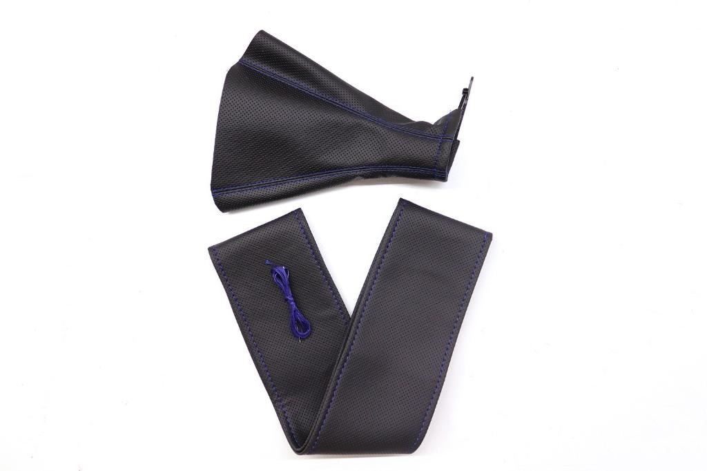 Tüm Araçlara Uyumlu Direksiyon Kılıfı Ve Vites Körüğü Siyah Vinil Mavi