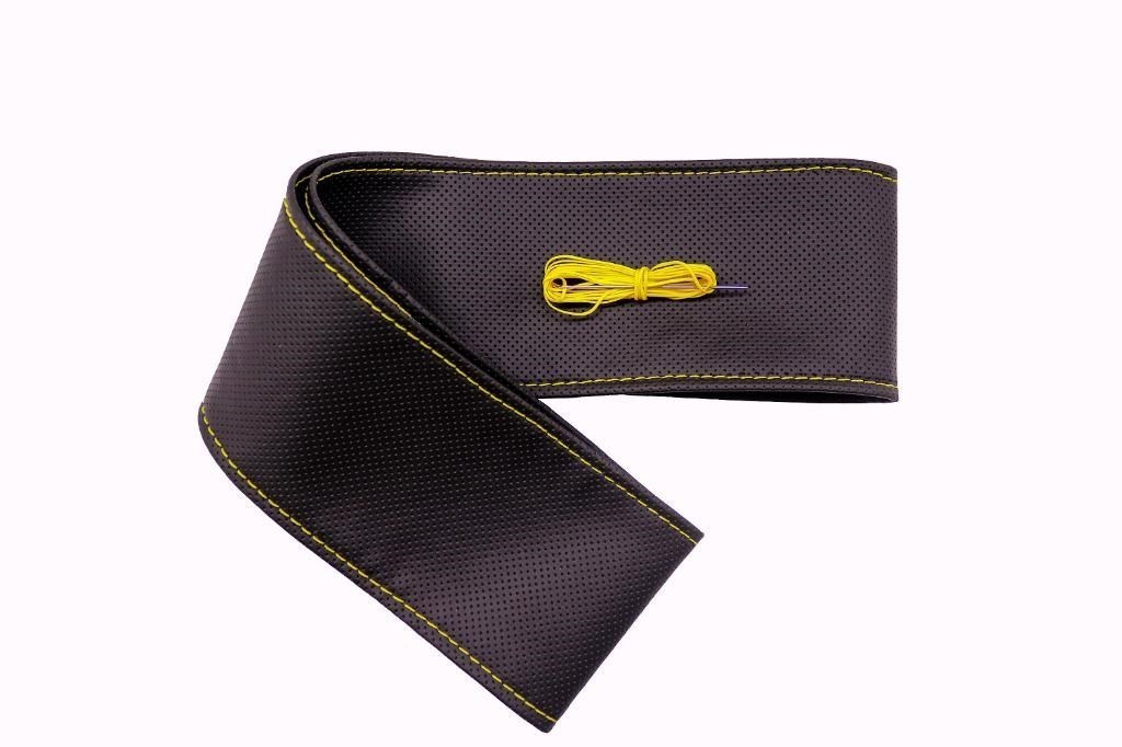 Tüm Araçlara Uyumlu Vinil Direksiyon Kılıfı, Dikmeli Sarı Dikişli