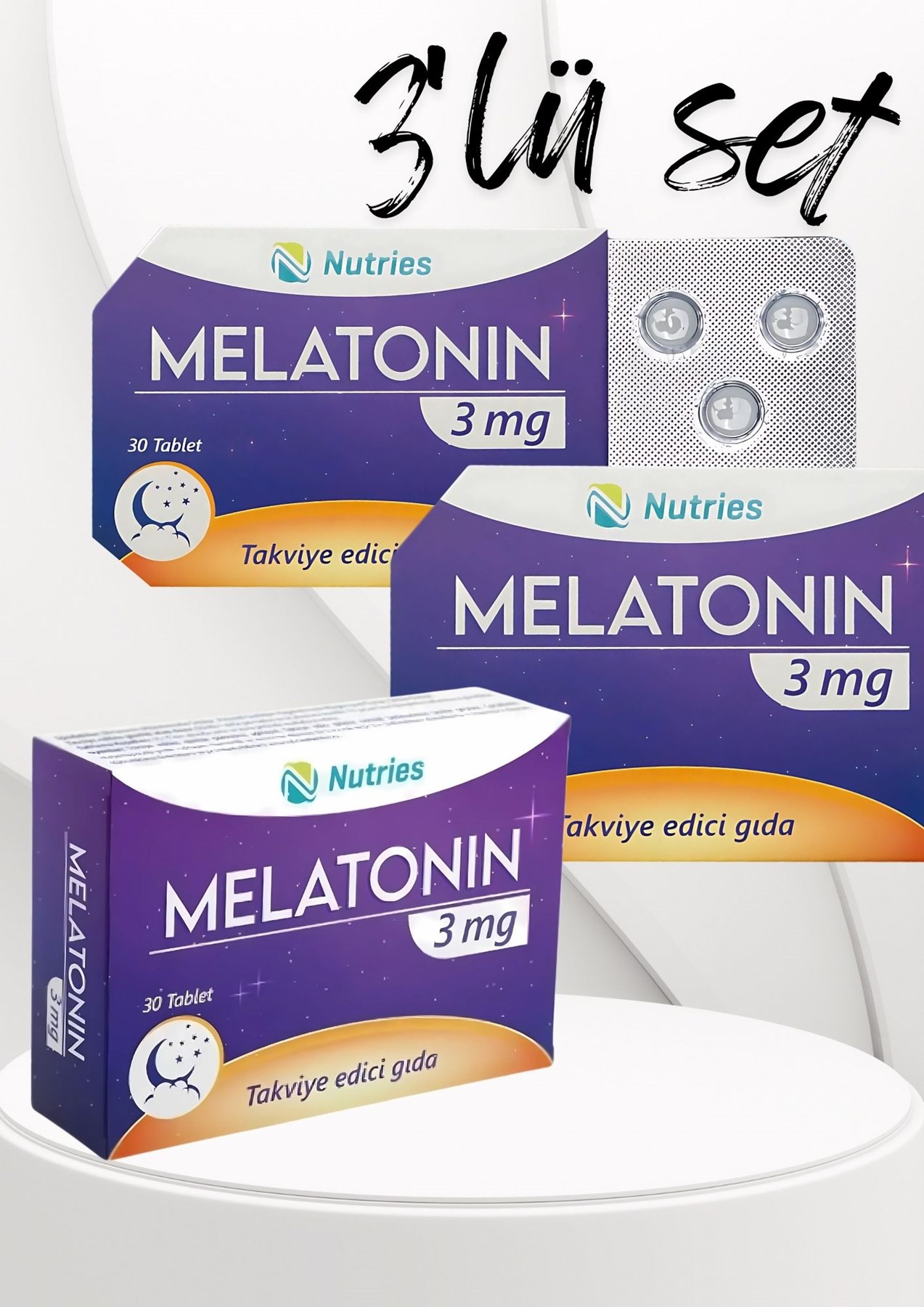 Melatonin Uyku Destek Tableti 3 Mg 30’lu – 3’lü Ekonomik Set