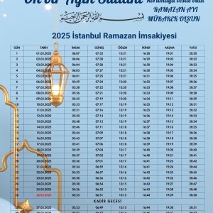 Ramazan İmsakiyesi Modern Kişiye Özel Tasarımlı Dijital Baskı 500 Adet A4 300 gr Model 17