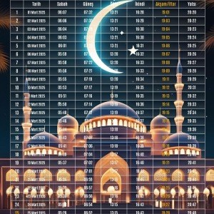 Ramazan İmsakiyesi Modern Kişiye Özel Tasarımlı Dijital Baskı 50 Adet A4 300 gr Model 8