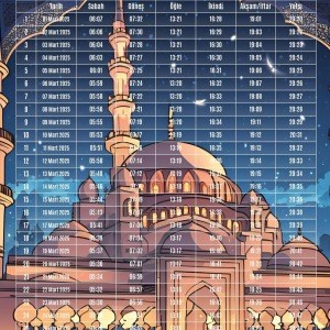 Ramazan İmsakiyesi Modern Kişiye Özel Tasarımlı Dijital Baskı 2 Adet A4 300 gr Model 11