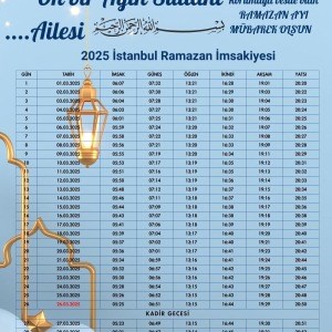 Ramazan İmsakiyesi Modern Kişiye Özel Tasarımlı Dijital Baskı 2 Adet A4 300 gr Model 18