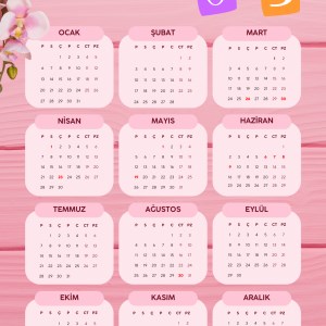 2025 Takvimi Kişiye Özel Orkide Çiçeği Detaylı Tasarım