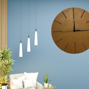 Ahşap Minimal Dekoratif Duvar Saati - 33x33 cm Açık Kahverengi