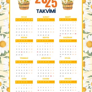 2025 Takvimi Kişiye Özel Papatya Çiçeği Detaylı Tasarım