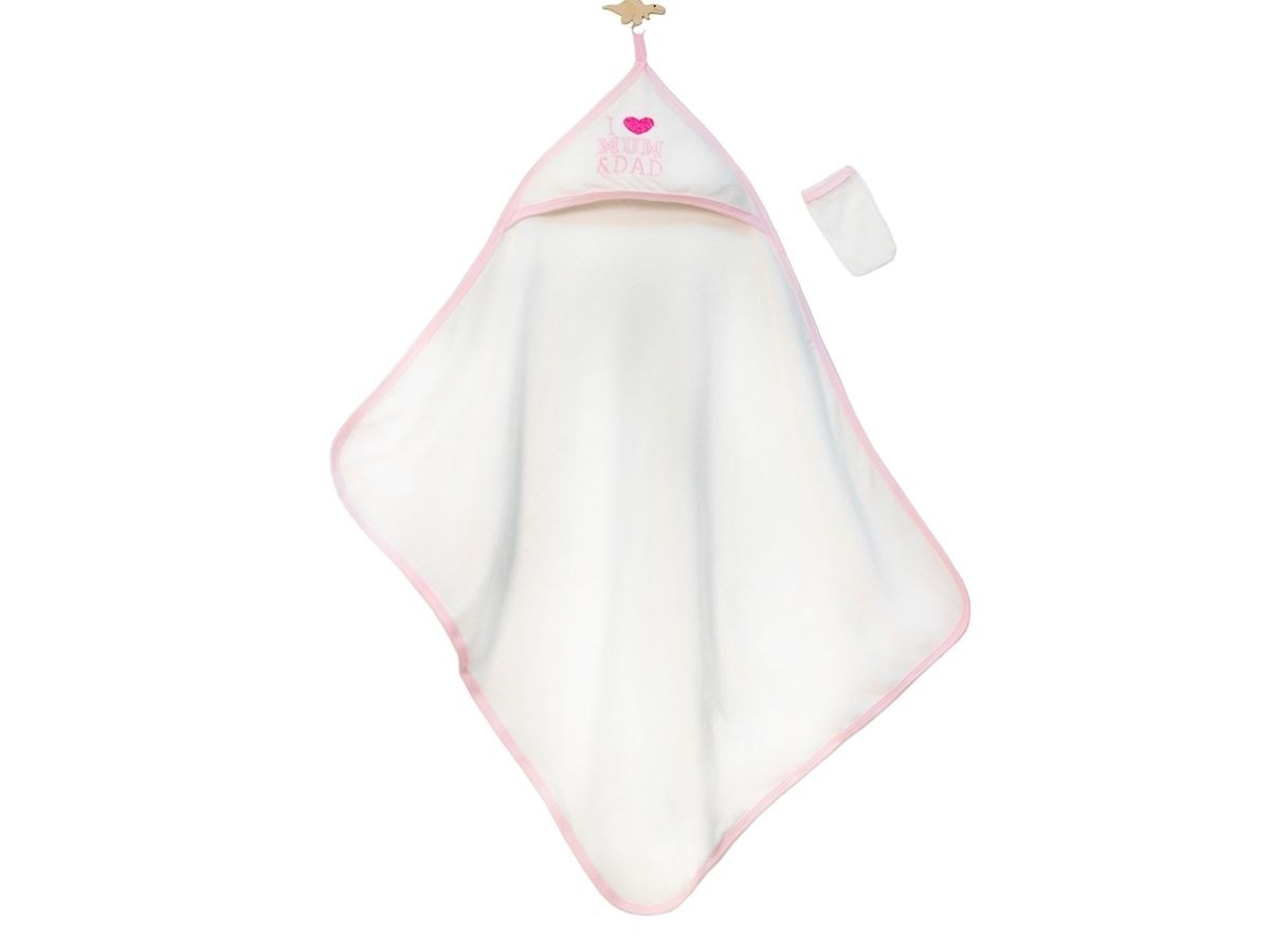 I Mam & Dad Nakışlı Bebek Havlu Silgi – Pembe
