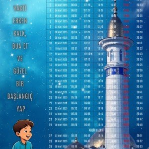 Ramazan İmsakiyesi Modern Kişiye Özel Tasarımlı Dijital Baskı 500 Adet A4 300 gr Model 2