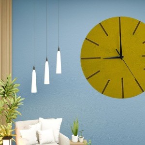 Ahşap Minimal Dekoratif Duvar Saati - 33x33 cm Hardal