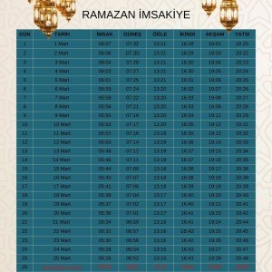 Ramazan İmsakiyesi Modern Kişiye Özel Tasarımlı Dijital Baskı 1000 Adet A4 300 gr Model 31
