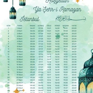 Ramazan İmsakiyesi Modern Kişiye Özel Tasarımlı Dijital Baskı 100 Adet A4 300 gr Model 43