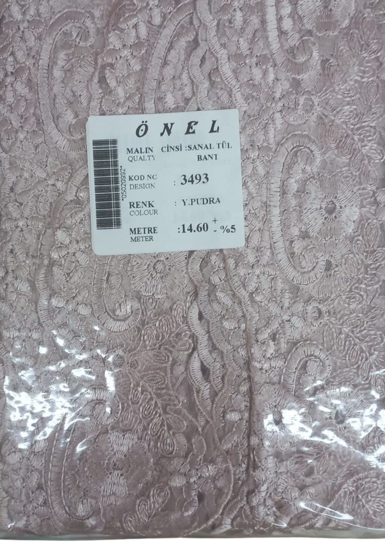 Dantel Polyester Sanal Tül Bant Y.Pudra 14,60 Metre En 6 cm ON-3493-PU