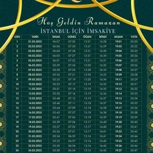 Ramazan İmsakiyesi Modern Kişiye Özel Tasarımlı Dijital Baskı 10 Adet A4 300 gr Model 27
