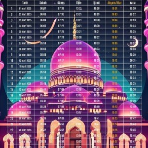 Ramazan İmsakiyesi Modern Kişiye Özel Tasarımlı Dijital Baskı 10 Adet A4 300 gr Model 7